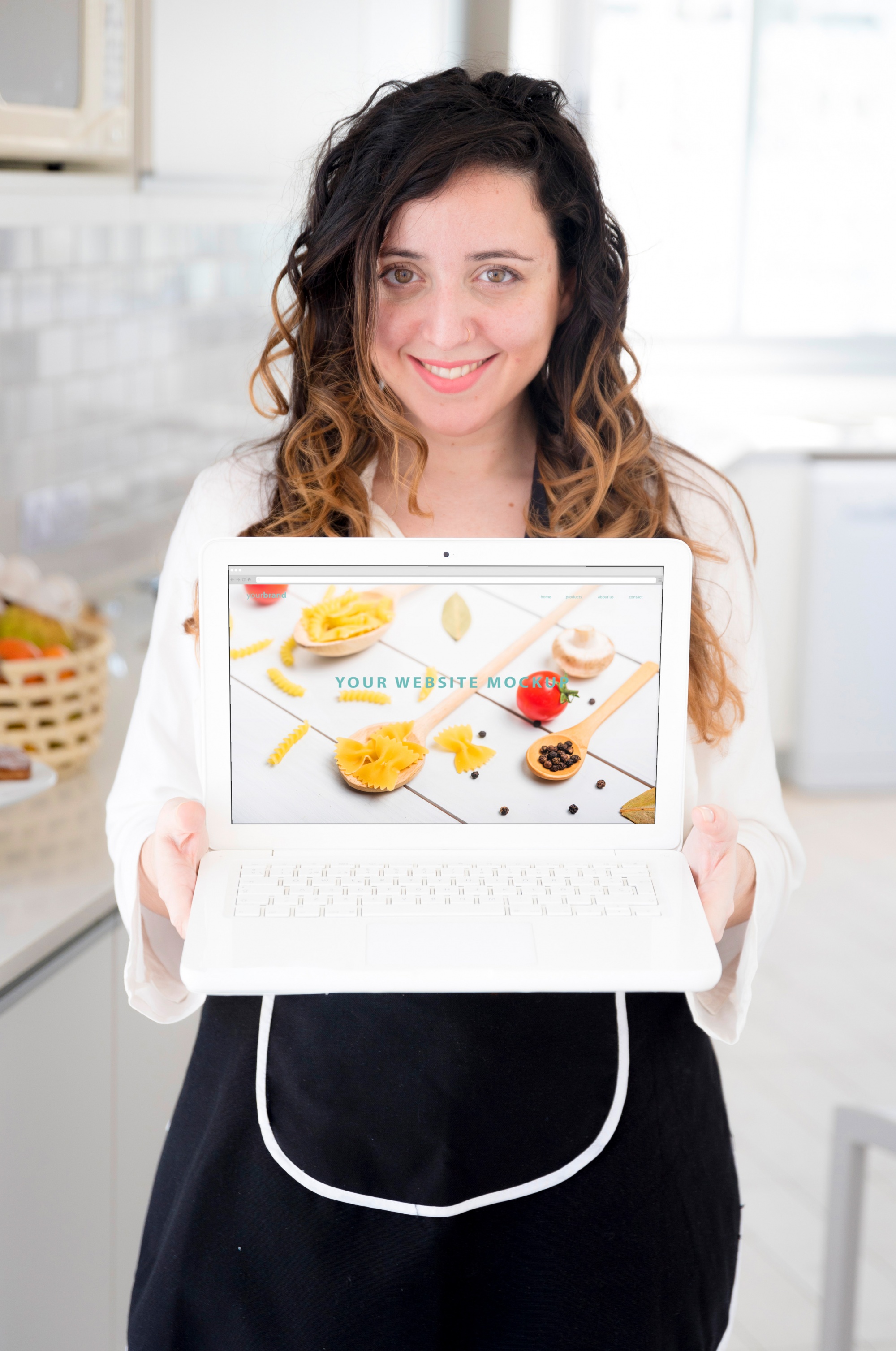 Person holding a tablet with recipe app